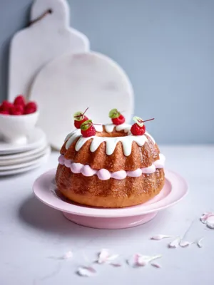 Raspberry Turban Bundt Cake